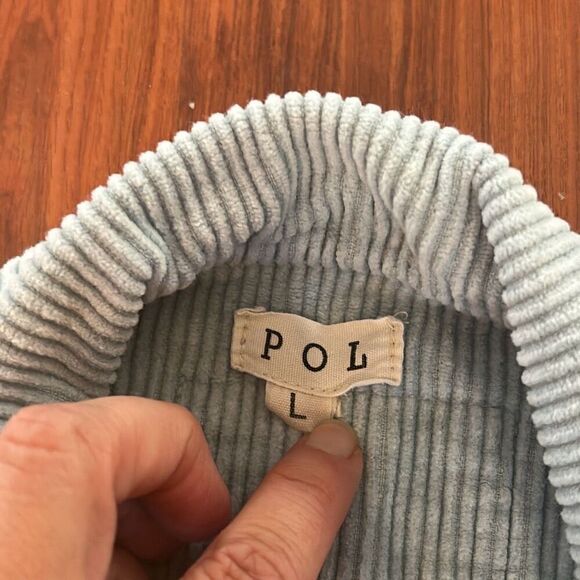 POL seafoam blue corduroy cropped distressed jacket with star size L - Picture 3 of 5